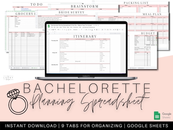 Bachelorette Party Planning Spreadsheet: Google Sheets Template (Digital Download)