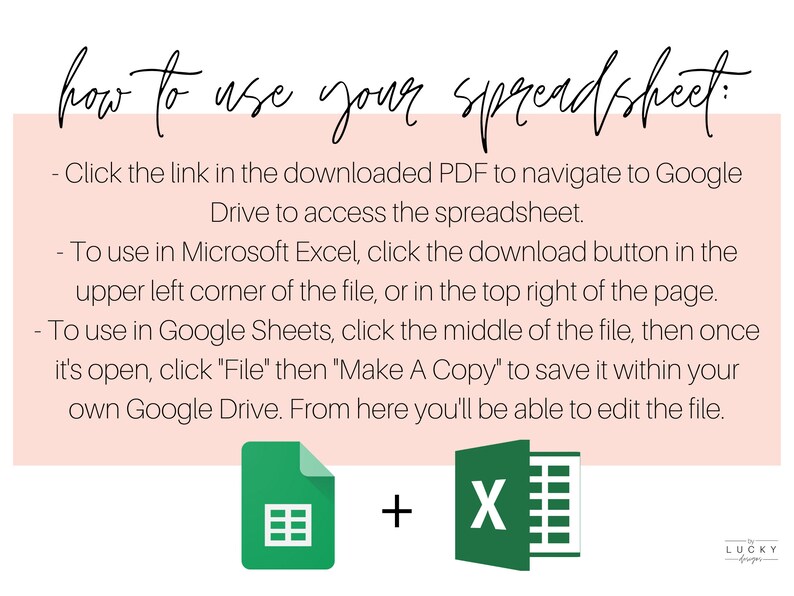 Może przedstawiać: Instrukcje dotyczące korzystania z arkusza kalkulacyjnego. Obraz przedstawia zieloną ikonę Google Sheets i zieloną ikonę Microsoft Excel z tekstem "+" między nimi.