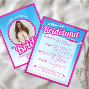 Pink Bachelorette Party Itinerary Template | Barbie Bachelorette | Pink Bachelorette Invitation | Doll Party | Hen Party Invite | Girly Bach