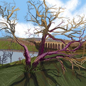 Lámina artística del viaducto de Hewenden