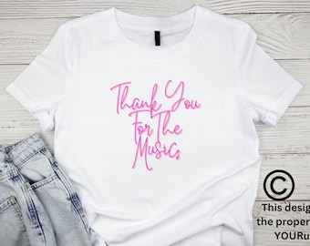 Thank You For The Music, Band T-shirt, Ladies Tee Slogan, 70s Band, Tribute Night, Hen Party, Tour, Gift for Her, Mum, Daughter, Friend