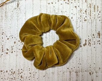 Handmade scrunchie // handmade scrunchie - yellow ochre velvet