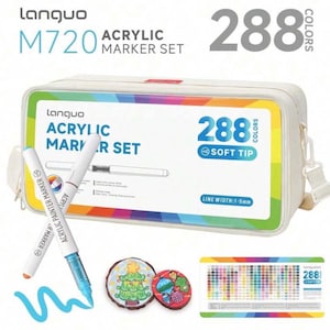 Languo marqueurs acryliques pointe brush vendus à l'unité - 288 couleurs