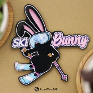 Ski Sticker for Her, Ski Bunny Premium Waterproof Die Cut Vinyl Sticker for Water bottles and Outdoor Use Lifestyle Sticker Gifts for Her