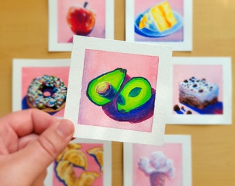 Original Mini Gouache & Watercolor Food Paintings