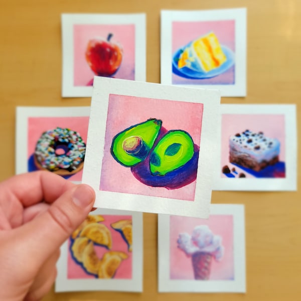 Original Mini Gouache & Watercolor Food Paintings