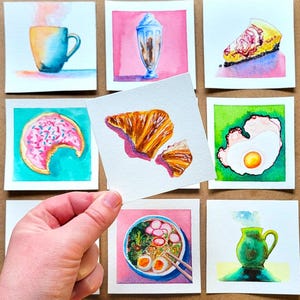 Original Mini Gouache & Watercolor Food Paintings