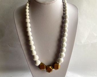 Statement wood necklace, Statement white necklace, Long wood necklace, Chunky gold necklace, Delicate wood necklace, Wooden coin necklace
