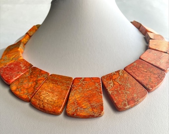 Jasper statement necklace, Big beads jasper necklace, Chunky gemstone necklace, Chunky statement bib necklace, Large stone modern necklace