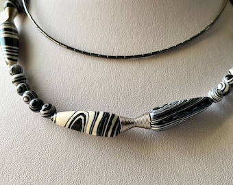Statement hematite necklace, Delicate black and white jasper necklace, Light modern necklace, Pearl bib necklace, Multistrand chain necklace
