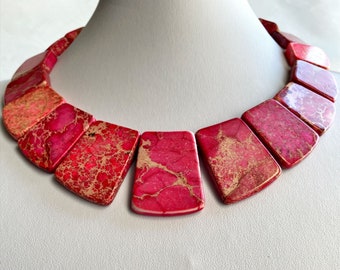 Red Imperial Jasper Statement Necklace: Chunky Gemstone Bib