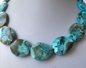 Jasper statement necklace, Big beads jasper necklace, Chunky gemstone necklace, Chunky statement bib necklace, Large stone modern necklace