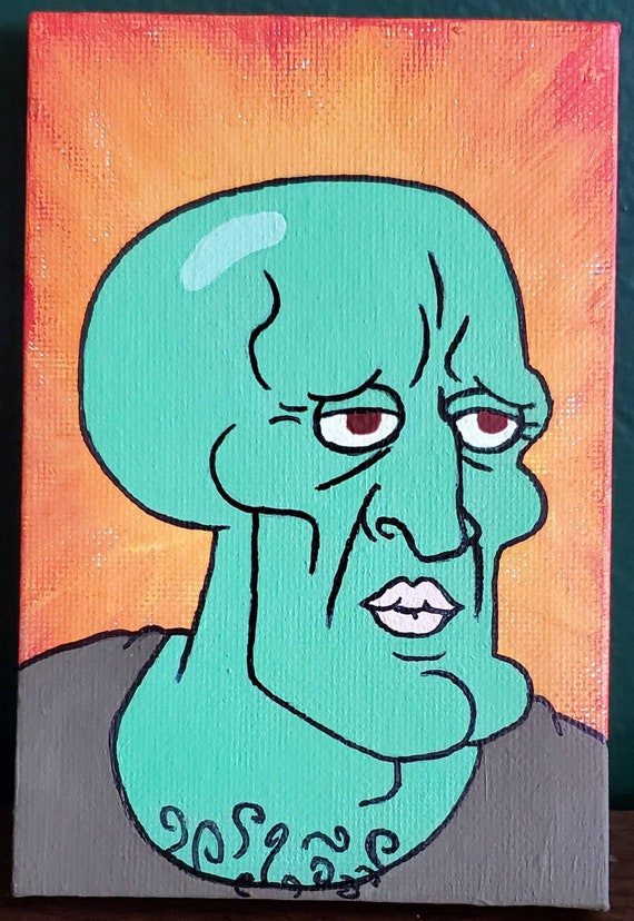 Handsome Squidward Painting Handmade Hand Painted Acrylic On Etsy Il 570xN.3709323043 9iq5