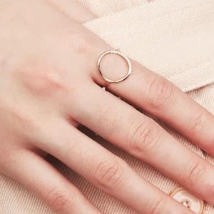 Open Circle Unique Engagement Ring, Round Cut Moissanite Circle Wedding Band, O Shape Art Deco Ring, Minimalist Promise Delicate Ring