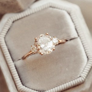 2.72 Ct Oval Cut Moissanite Engagement Ring, 14K Rose Gold Wedding Ring, Unique Moissanite Solitaire Ring, Gifts For Her