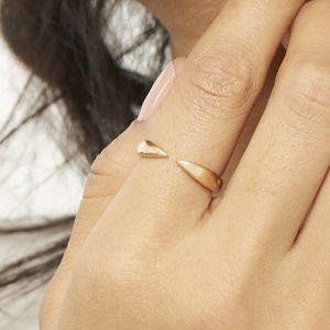 Unique Plain Gold Open Wedding Band, Open Claw Wedding Band Women, 14k Gold Cuff Band Ring, Stackable Matching Band, Anniversary Gift