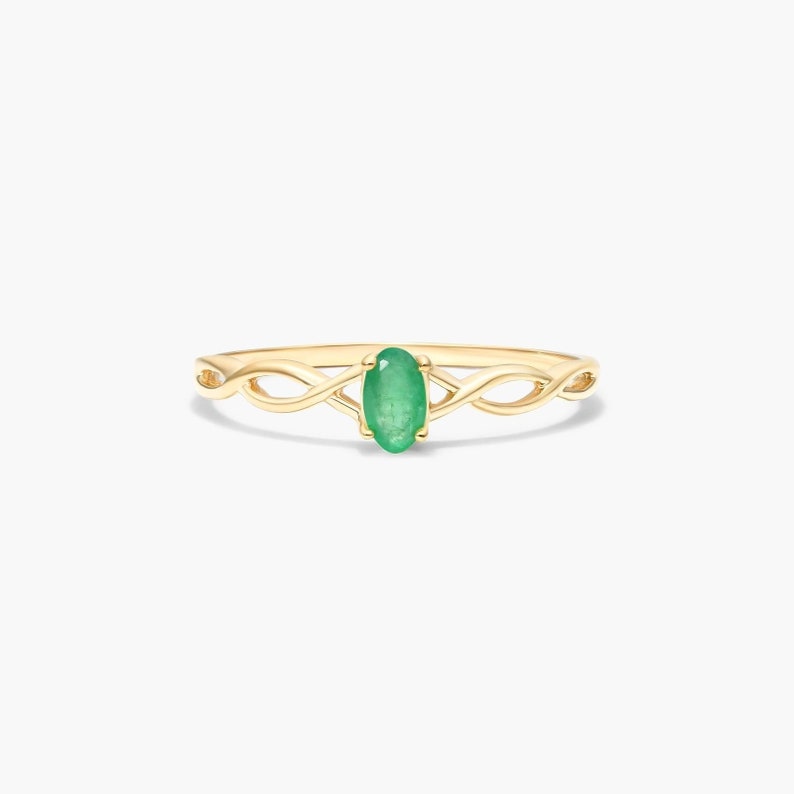 gemstone ring
engagement ring
wedding ring
anniversary ring
promise ring
oval cut ring
lab emerald gemstone ring
oval emerald ring
infinity shank solitaire ring
solid yellow gold ring
gift for her
anniversary gift