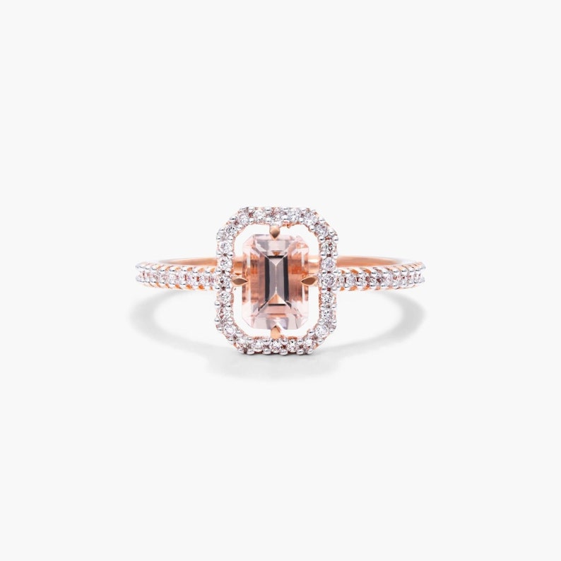 gemstone ring
morganite ring
engagement ring
wedding ring
anniversary ring
promise ring
bridal ring
emerald cut ring
emerald gemstone ring
halo simulated diamond ring
half eternity simulated diamond ring
solid rose gold ring