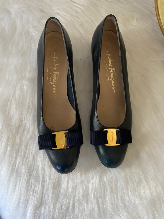 Ferragamo - Navy Blue Flats - image 1