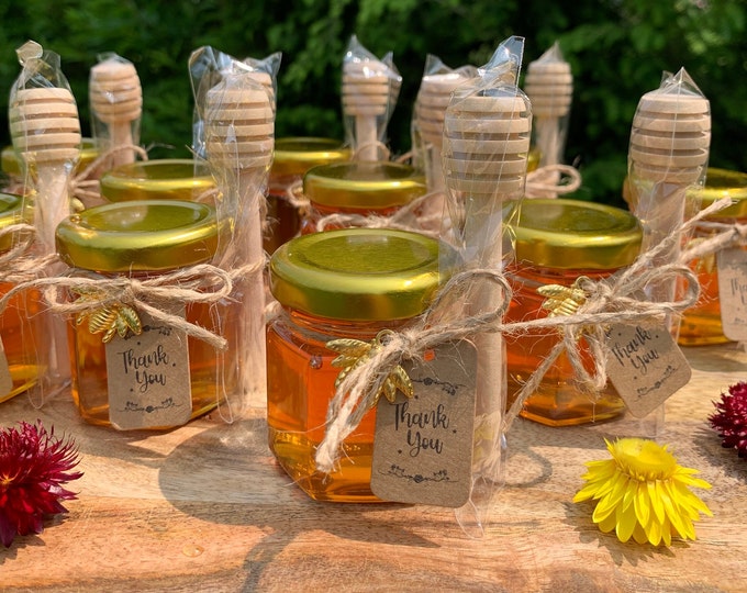 Mini Honey Jars, Custom Honey Favors, Personalized Honey, Honey Jar Tags, Honey Party Favors, Wedding Honey Jars, Thank You Honey Jars