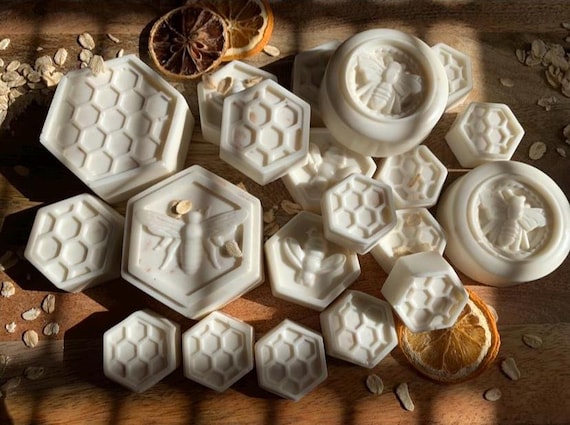 Honey Oatmeal Soap, Bee Favor Soap, Honeycomb Design