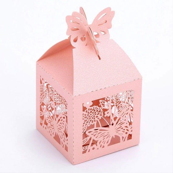 50 pcs Party Decoration Laser Cut Flower Butterfly Paper Box For Guest Wedding