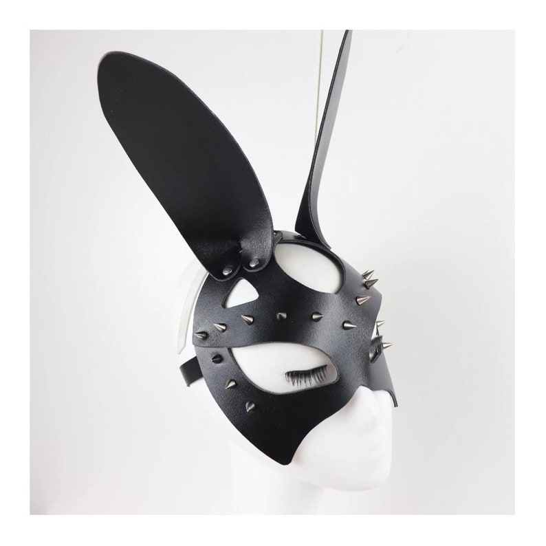BDSM Bunny Mask With Spikes Soft PU Leather Rabbit Mask Etsy UK
