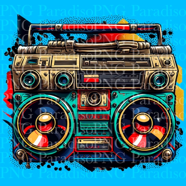 BOOMBOX PNG - Hip Hop Boom Box Png, Hip Hop Png, Rap Png, Old school Png, Téléchargement numérique