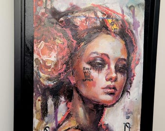 Cinderella Is Dead | Original Oil Painting on Queen of Clubs Playing Card | Bougie Punk Art | Feminine Power Artwork