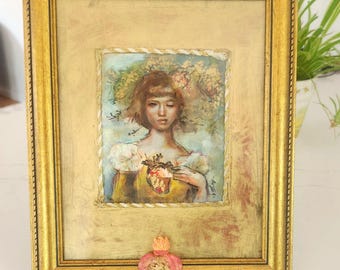 Abigail | Sacred Heart Relic | Original Framed Mixed Media Artwork