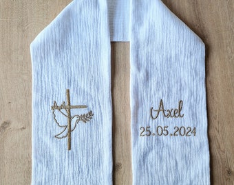 Etole écharpe de baptême en gaze de algodón personalizable en bordado