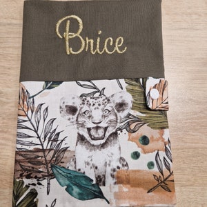 Protège carnet de santé brodé/broderie/flex/flocage/personnalisé/savane/lion/éléphant/renard/cerf/voiture