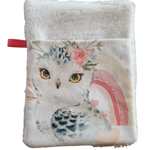 Gant de toilette enfant/gant d'apprentissage hibou