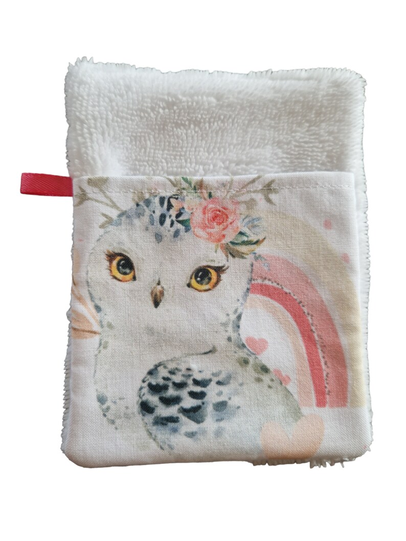 Gant de toilette enfant/gant d'apprentissage hibou