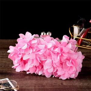 White Floral Evening bag for women,Hydrangea petal Handbag, Banquet bag Clutches,Floral Purse,Wedding bag,Bridal bag,Bridesmaid bag Gift Pink