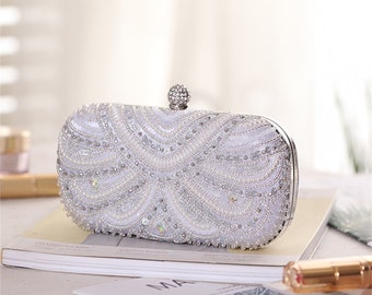 Embroidered Rhinestone Clutches Evening bags for wedding,HBanquet bag,Clutch for wedding Party,Bridal Purse,Gift for her