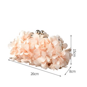 White Floral Evening bag for women,Hydrangea petal Handbag, Banquet bag Clutches,Floral Purse,Wedding bag,Bridal bag,Bridesmaid bag Gift 画像 8