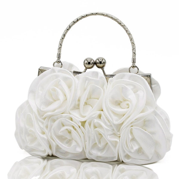 Silk Floral cloth Evening bag for women,14 Rose Wedding Banquet bag,Floral Purse,Wedding bag,Bridal bag,Bridesmaid bag,Gift for her