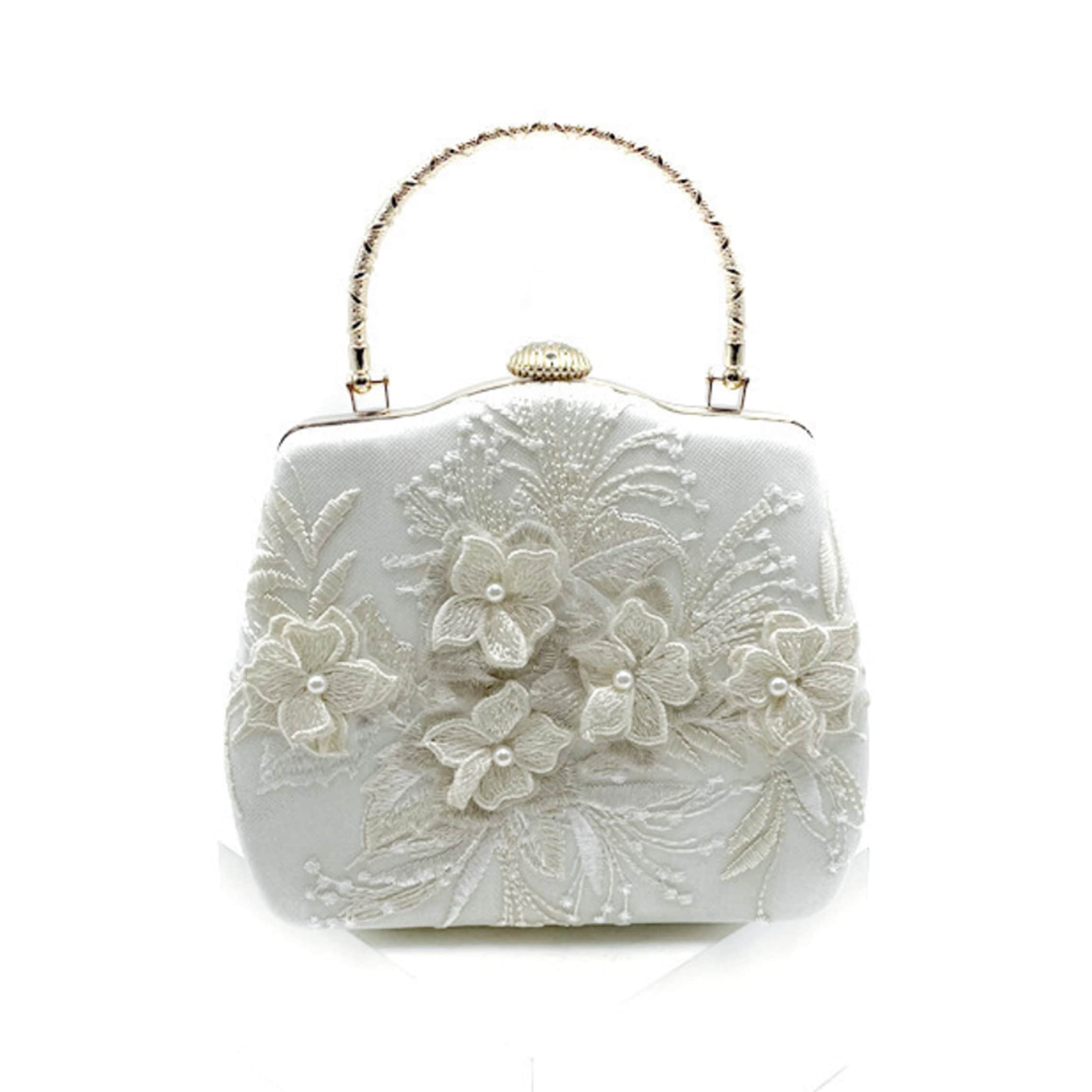 Rose Crystal Satin Floral Wedding Bag, Statement Bag, Evening Clutch, –  TheMillenniumBride