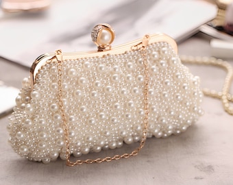 Beaded Clutches bags for wedding,Pearl Evening Bag,PearBanquet bag,Clutch for wedding Party handbag,Bridal Purse,Birthday gift