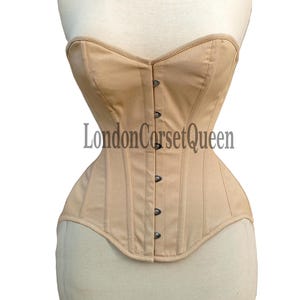 Corset beige d&#39;entraîneur de taille de surbuste pour femmes, corset de shaper désossé en acier en coton sergé 9950