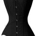Heavy Duty Double Steel Boned Waist Trainer Corset – Black Cotton Twill, Underbust