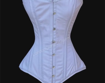 Steel Boned Hourglass Corset: Cotton Overbust Waist Trainer