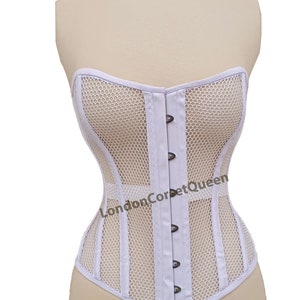 Corset en maille pour entraîneur de taille overbust robuste Corset beige désossé en acier 9974