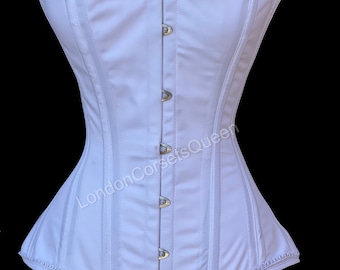 Heavy duty double steel boned waist-training cotton/polyester corset