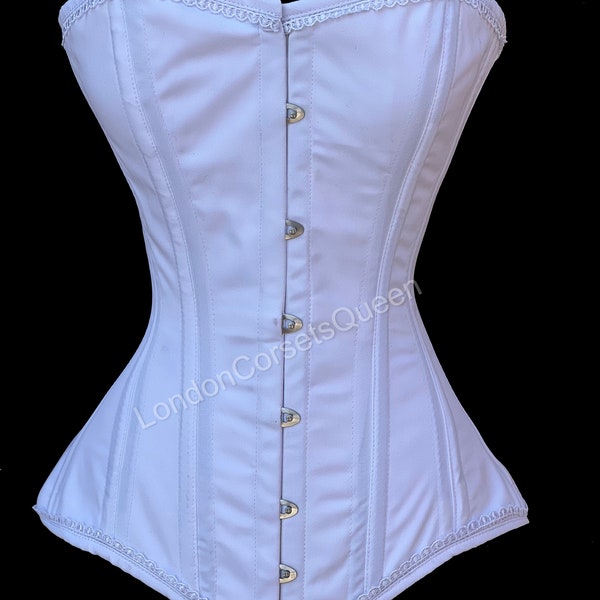 Heavy Duty Double Steel Boned Hourglass Corset Women's Overbust Waist Trainer Cotton Corset