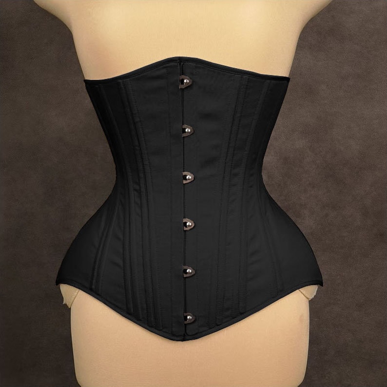 Heavy Duty Underbust Corset Women's Waist Trainer Black Twill Cotton Steel  Boned Corset 