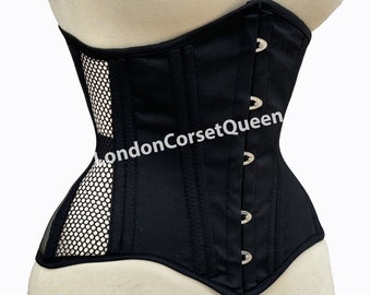 Steel Boned Under bust Corset: Mesh & Cotton Waist Trainer corset