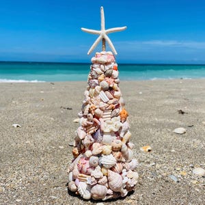 Handmade 12” Seashell Tree: Coastal Christmas Decor, Sanibel Island Shells