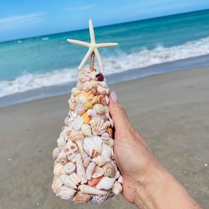 Handmade 9” Seashell Tree: Coastal Christmas Decor - Sanibel Island Shells